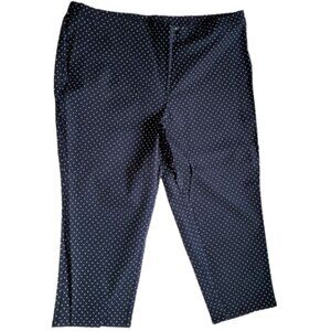 ISAAC MIZRAHI LIVE Navy Blue & White Polka Dot Pull-On Pants NWOT Women's 26 WP